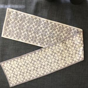 Coach Silver & White Reversible Scarf